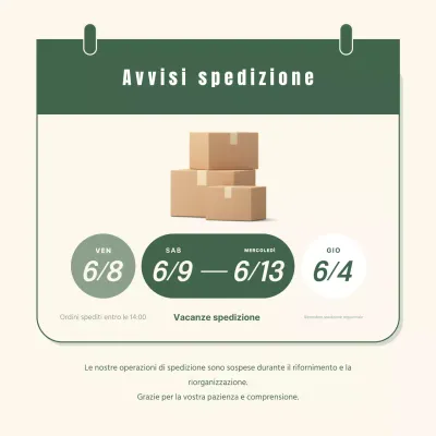 Un semplice avviso di consegna in avorio e kaki