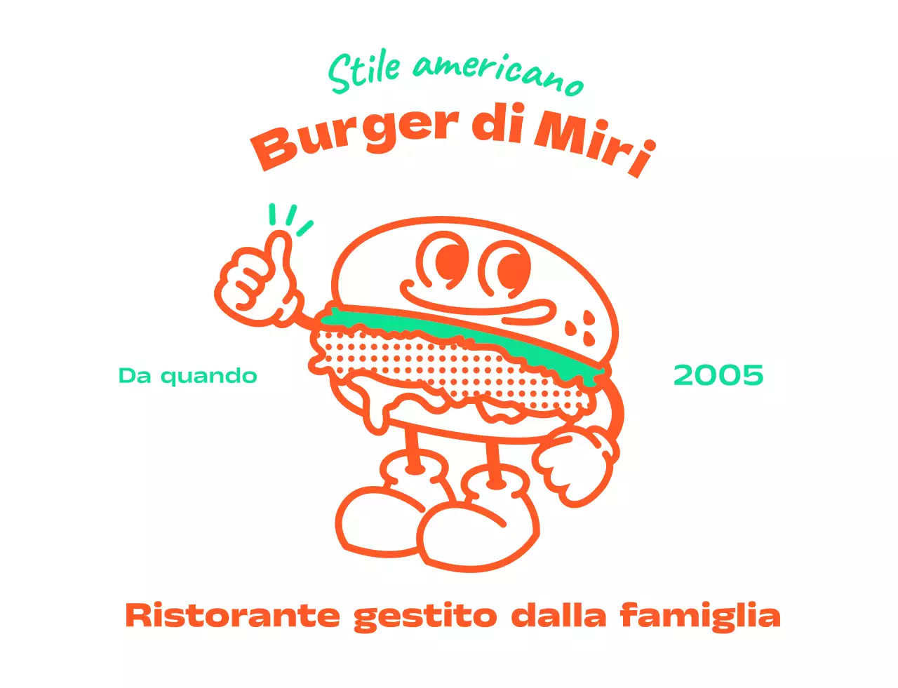 Logo del personaggio dell'hamburger all'americana