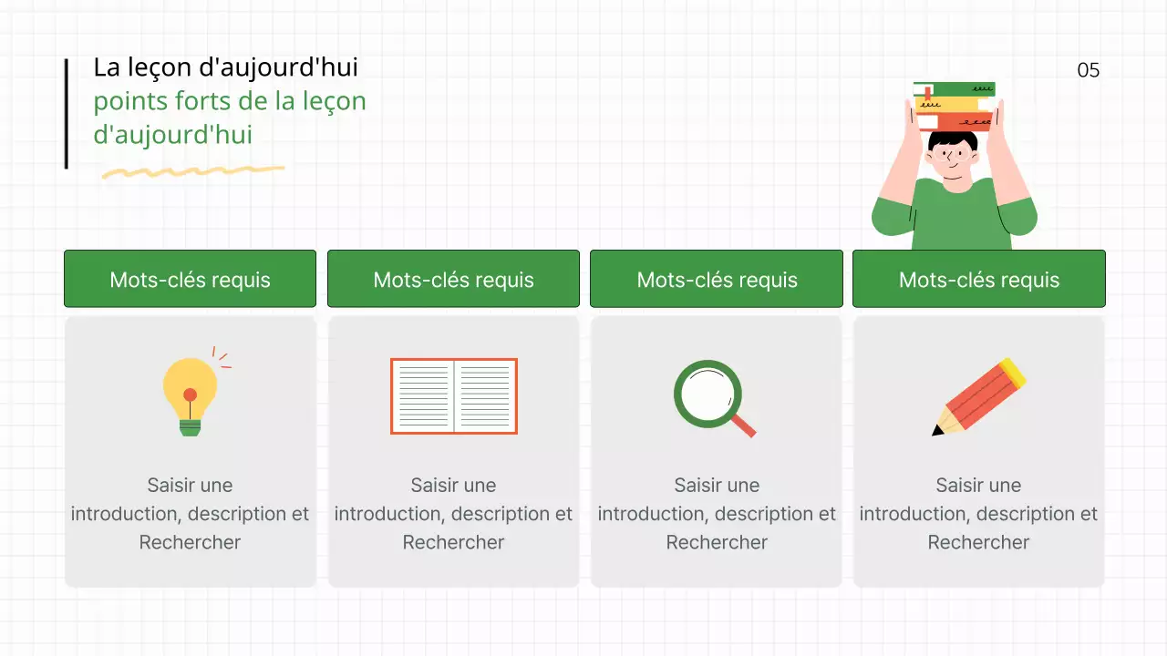 Plan de cours simple pour enseignants en vert et blanc