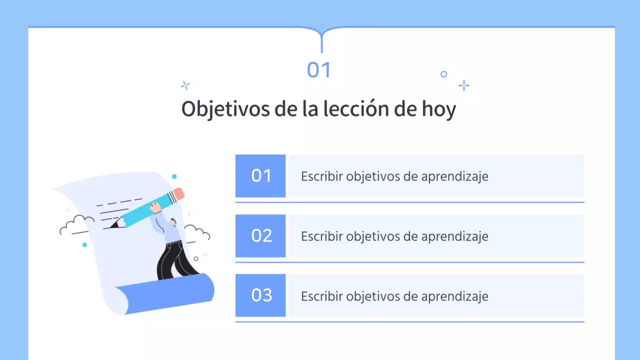 Plan de clases sencillo para profesores en azul y blanco