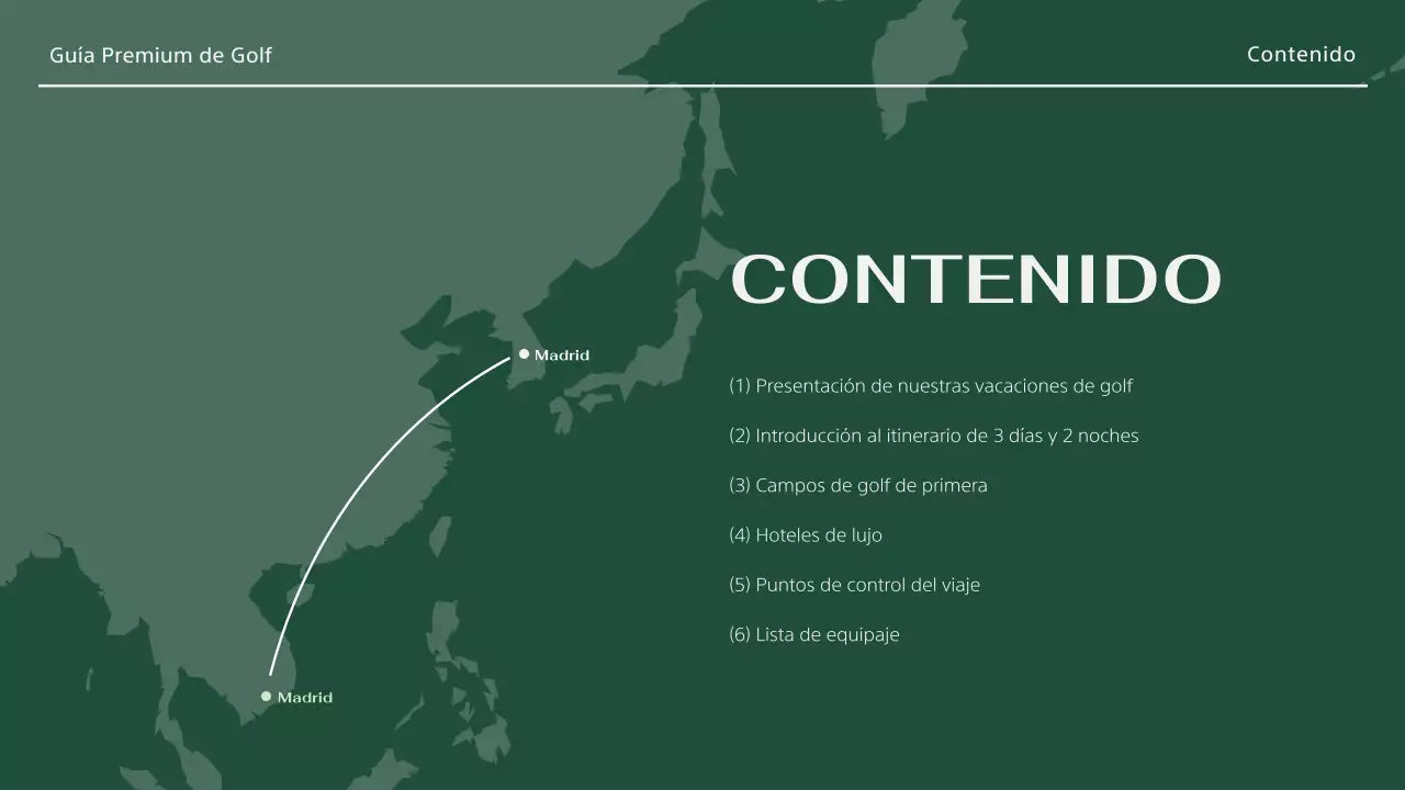 Una moderna guía de viajes de golf en color caqui y marfil