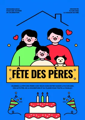 Promouvoir un événement familial kitsch en bleu et jaune