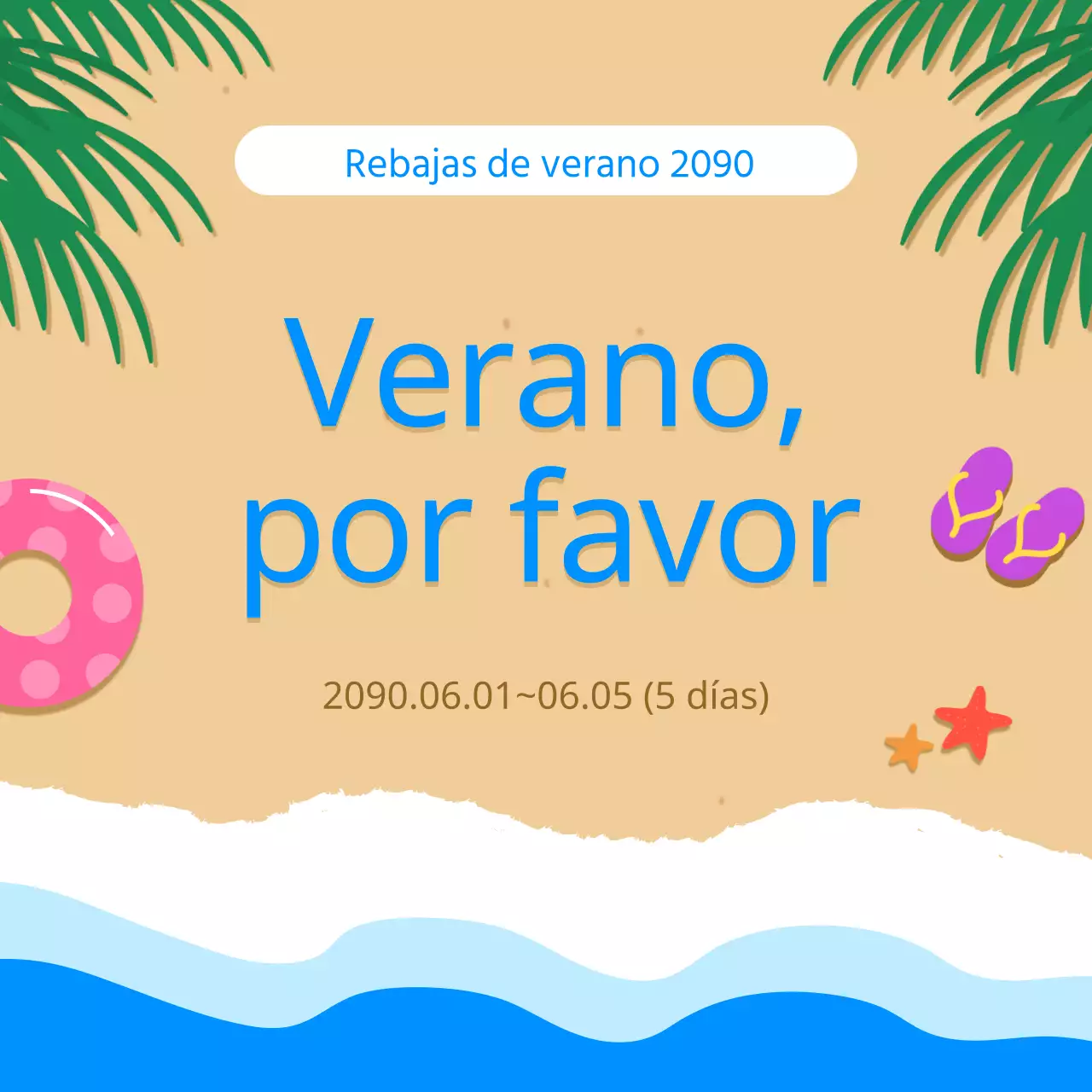 Una colección de miniaturas de eventos veraniegos de tendencia en azul claro y azul