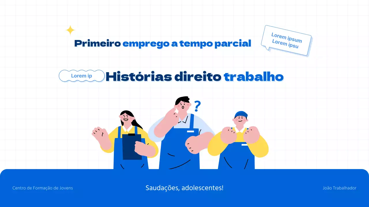 Informações sobre o direito do trabalho dos jovens em estilo azul e simples