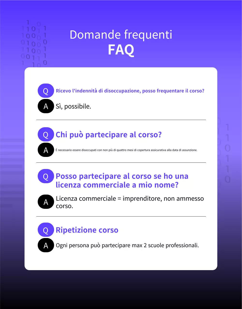 Un semplice avviso di reclutamento per laureati, in viola e nero.