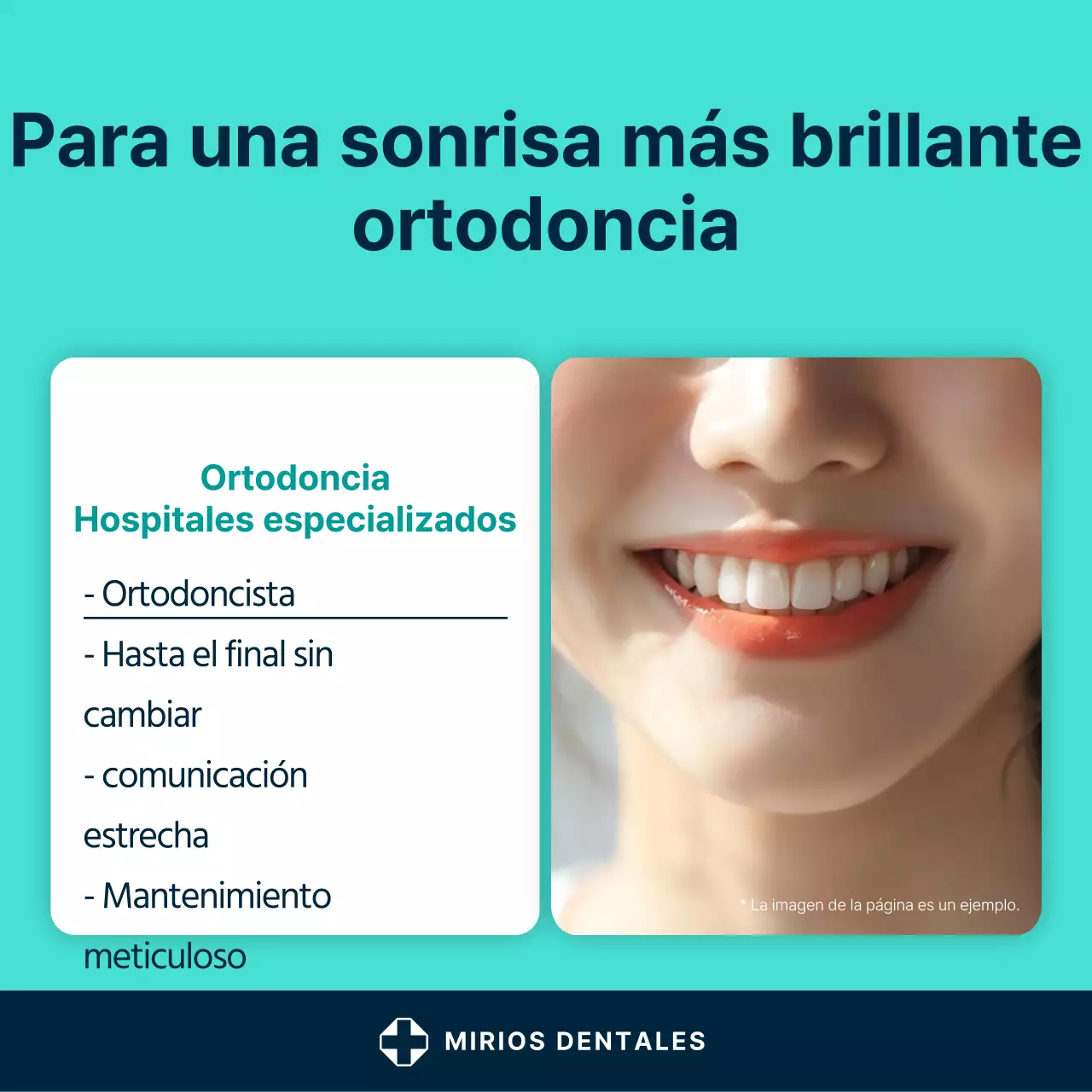 Un sencillo post promocional dental en blanco y menta