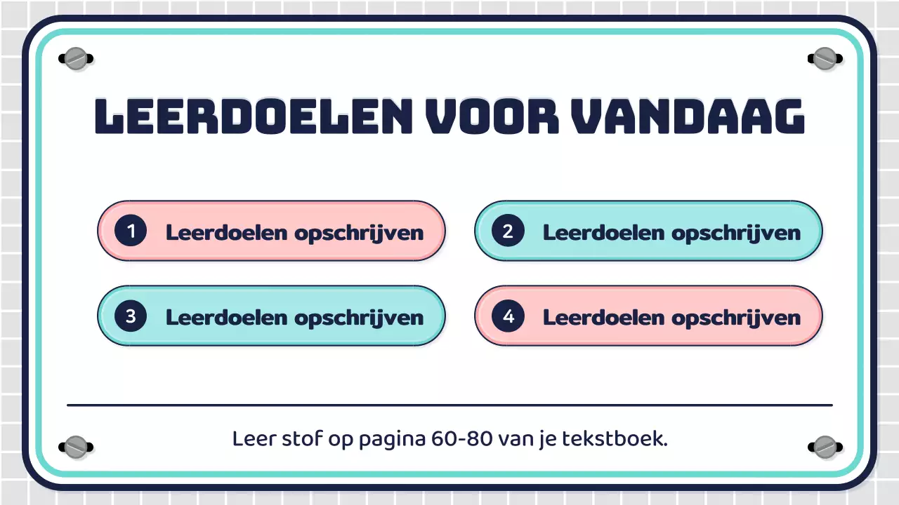 Lesplannen voor de middelbare school met roze en mintkleurige figuurtjes