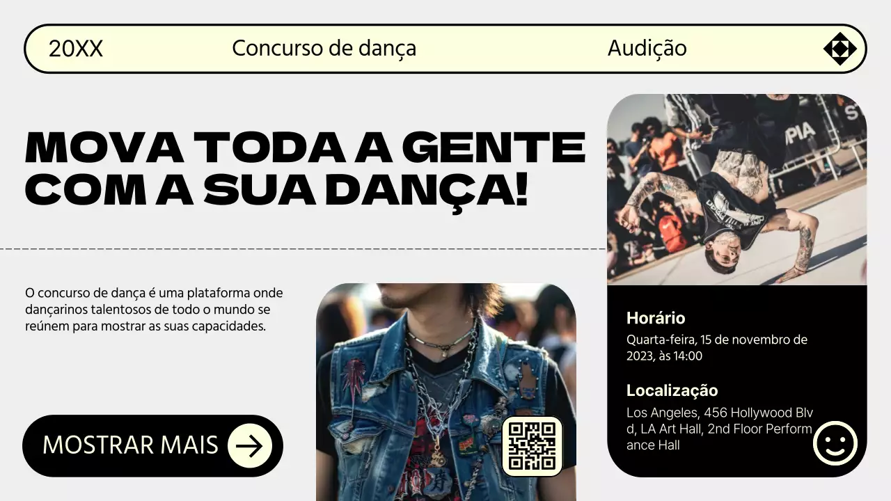 Promova a sua audição de dança em cinzento e amarelo na moda