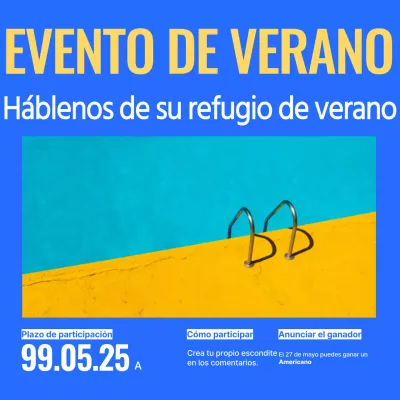 Sencillos anuncios de eventos veraniegos en amarillo y azul