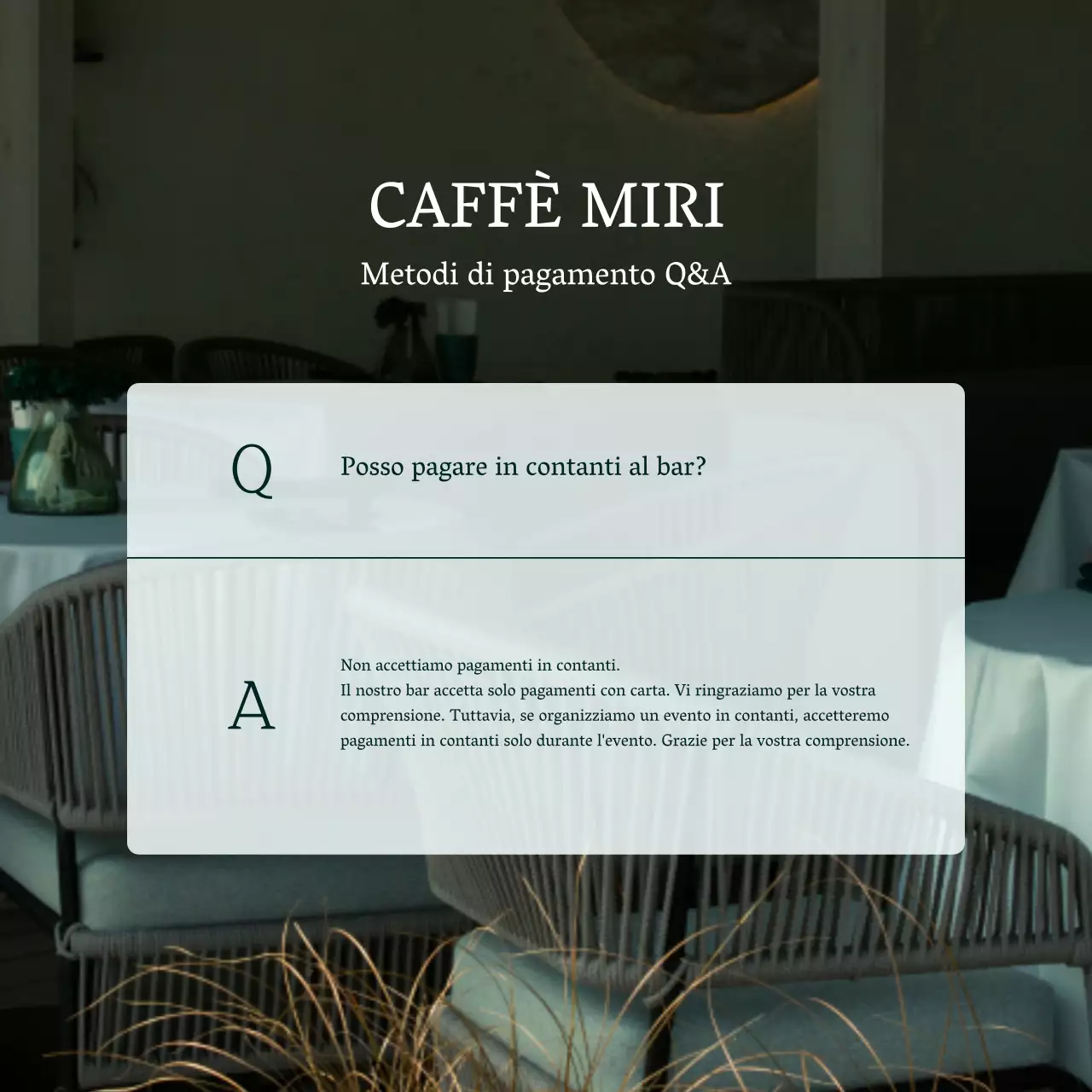 Menta e bianco minimalista ristorante caffè domanda post