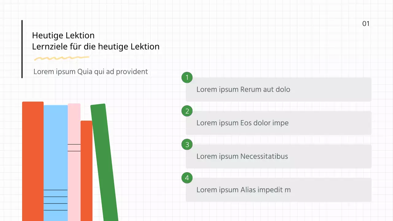 Einfacher grün-weißer Schullehrer-Lehrplan