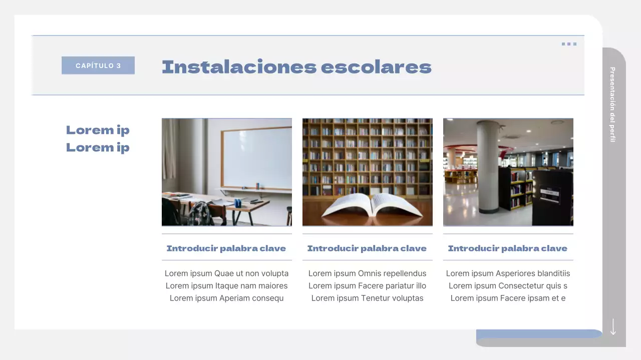 Un sencillo folleto escolar en gris y azul