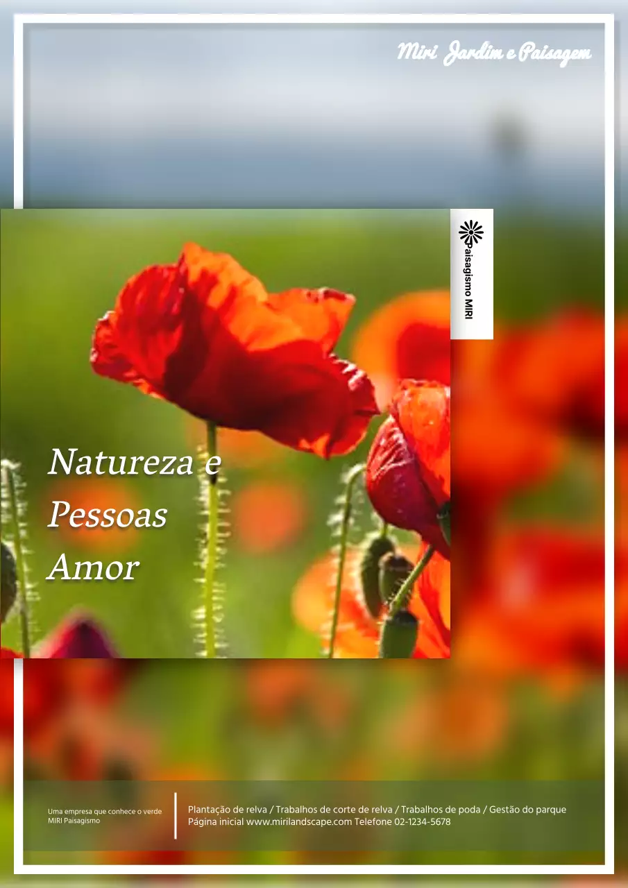 Promover uma empresa de paisagismo minimalista em vermelho e verde
