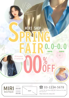 Une publicité mignonne et délicate pour un magasin de vêtements en jaune et rose