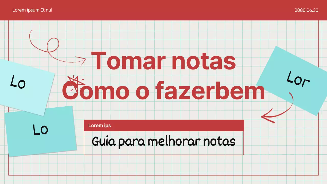 Um guia para tomar notas simples em azul claro e azul