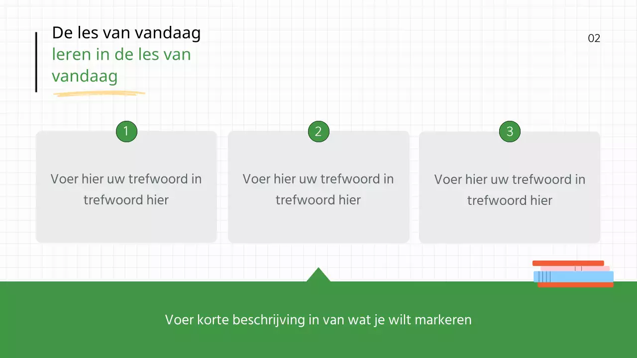 Eenvoudig groen en wit lesplan voor schooljuf