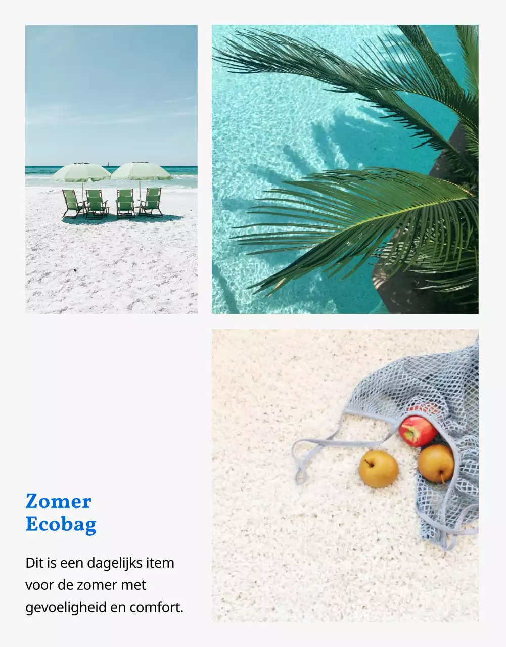 Eenvoudige zomermode eco-tas in blauw uitgelegd