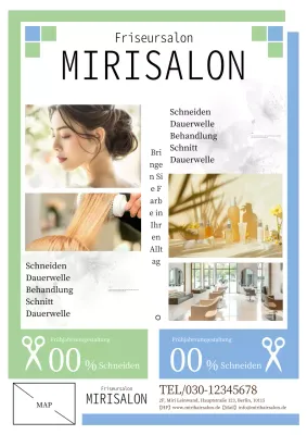 Moderne geometrische Schönheitssalon Werbung in grün und blau