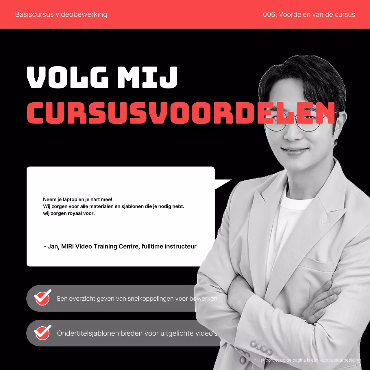 Promoot een eenvoudige rode en zwarte cursus voor zelfverbetering bij het bewerken van video's