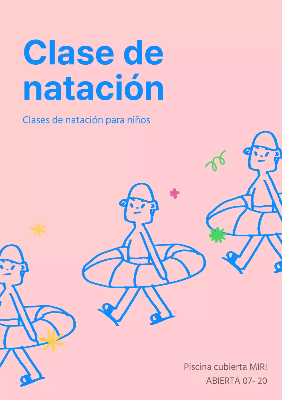 Promover centros infantiles de natación y educación física azules y rosas