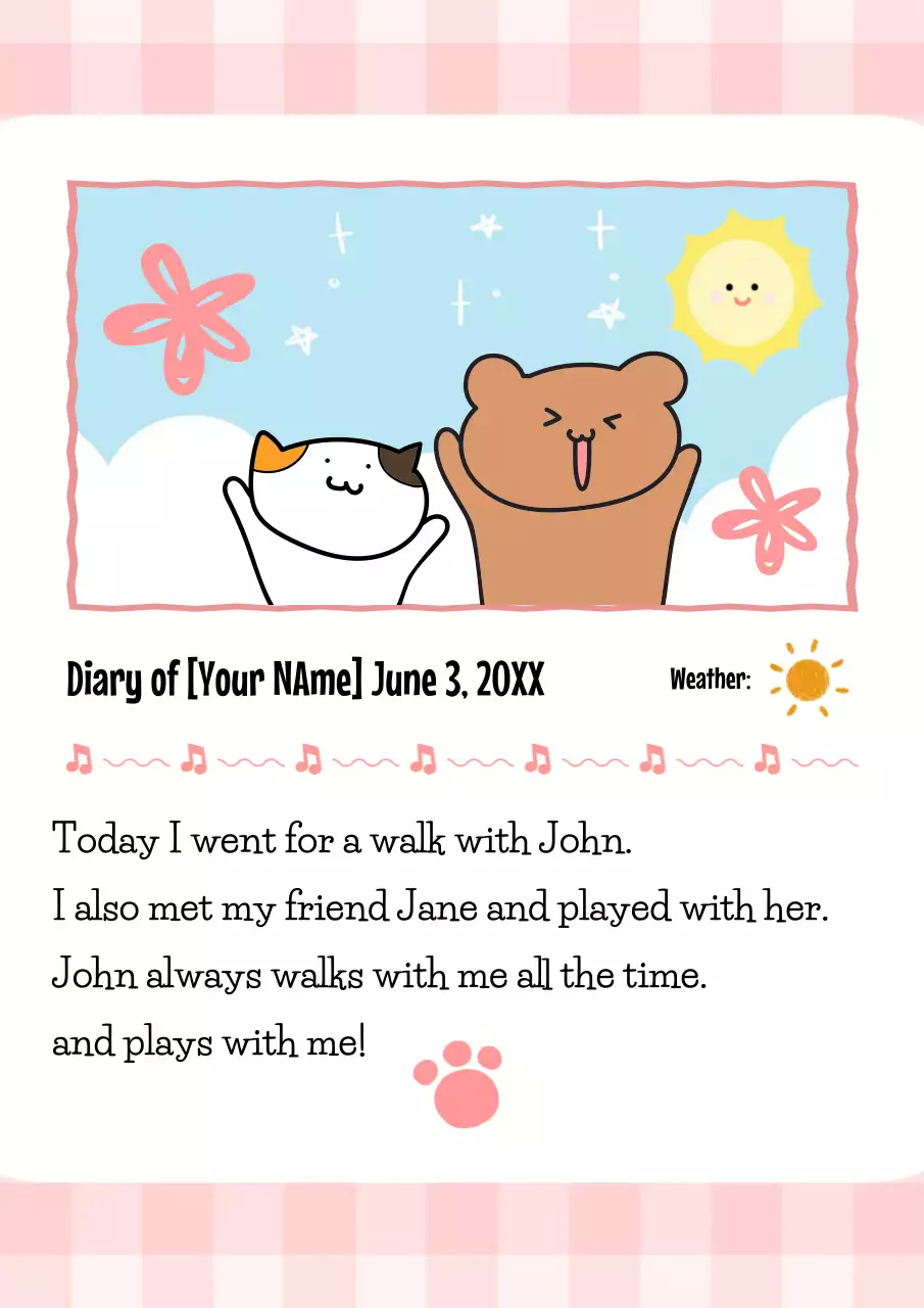 Pink Simple Diary Storybook Poster