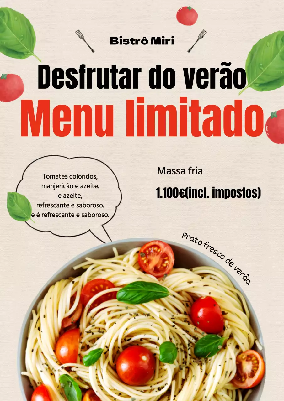 Folhetos sazonais de restaurantes em vermelho e verde