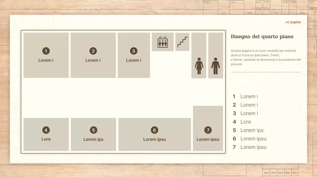 Un brief di architettura e design semplice in rosso e beige