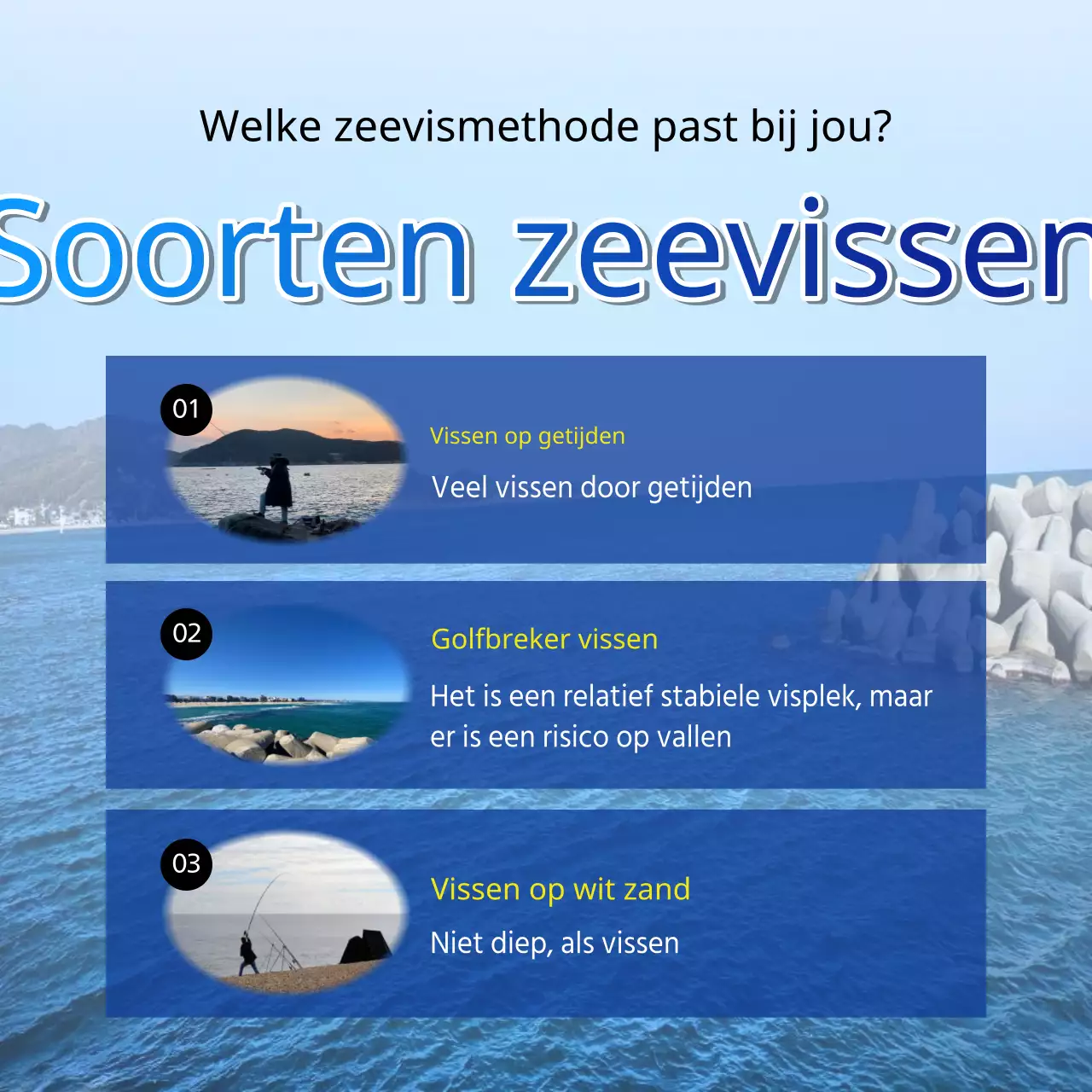 Kitscherige gele en blauwe zeevisreclames