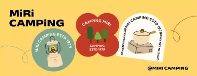Camping met verschillende vormen en handgetekende kampeerafbeeldingen