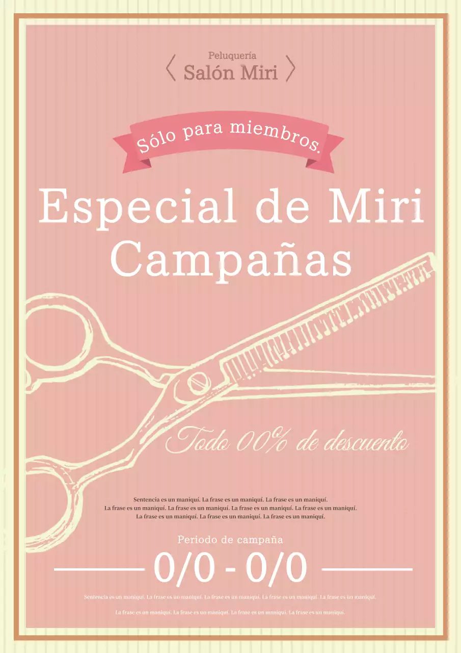 Bonito y sencillo anuncio de peluquería en rosa y amarillo