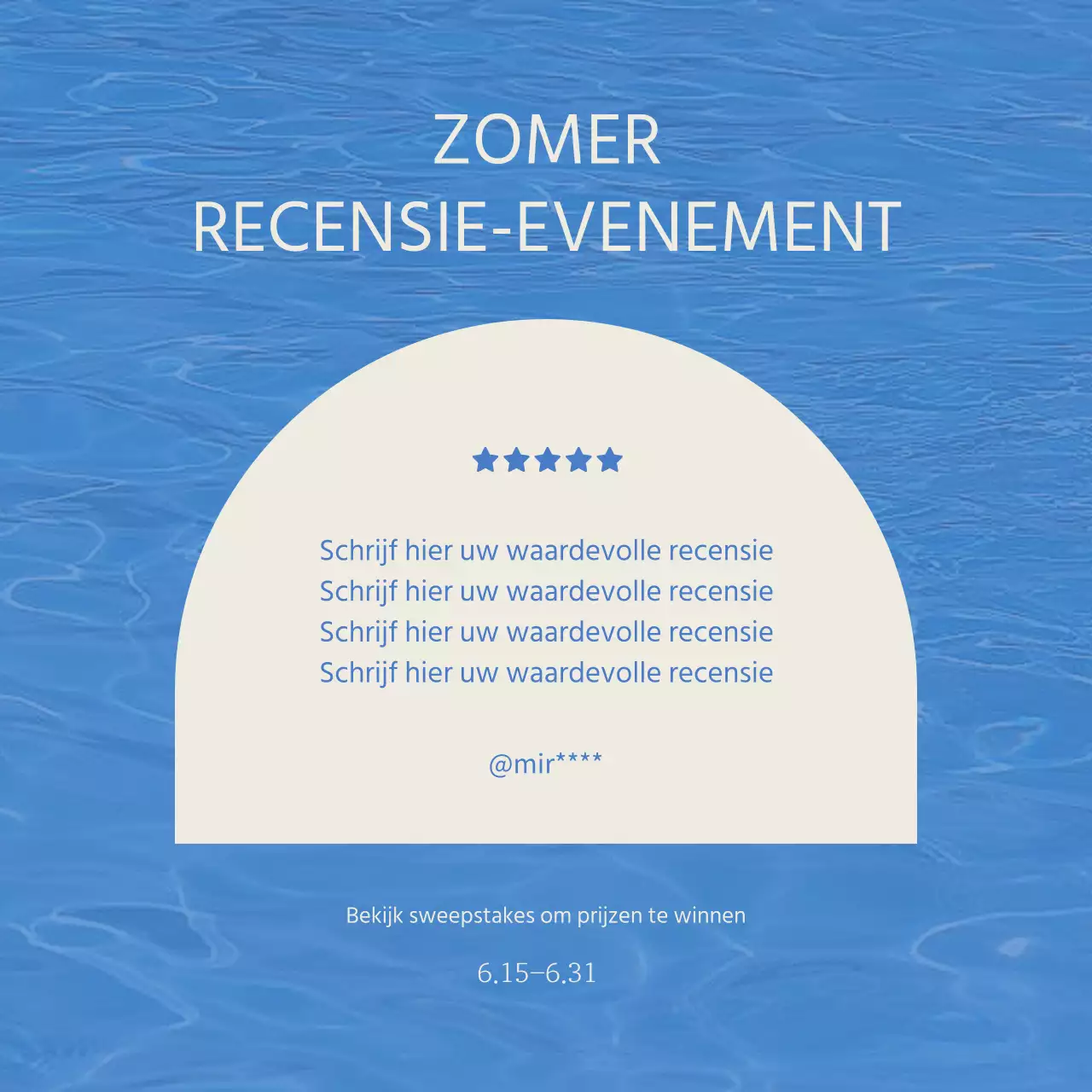 Een eenvoudige zomeradvertentie in lichtblauw en blauw