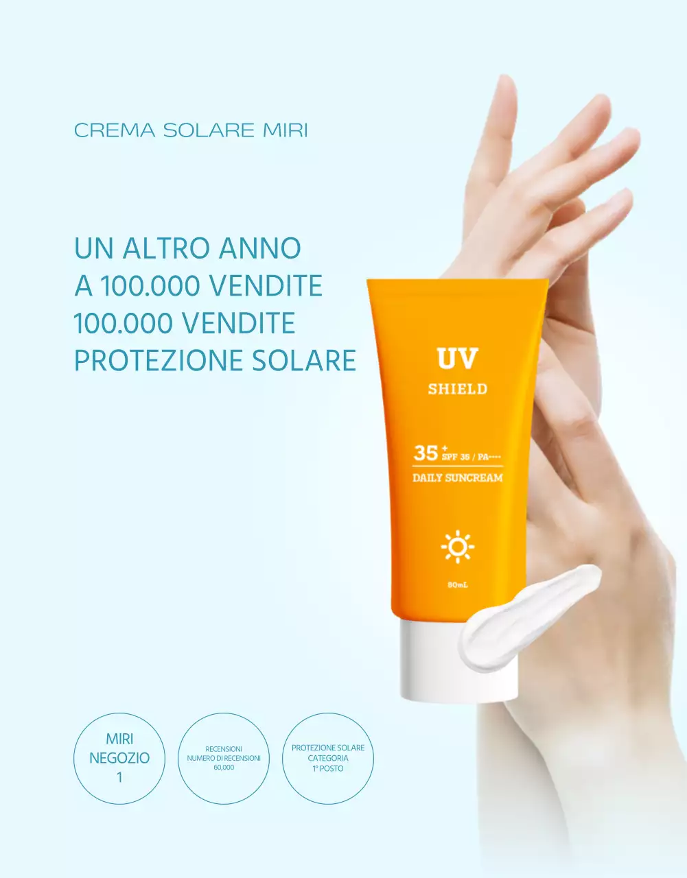 Una semplice protezione solare in azzurro e arancione spiegata