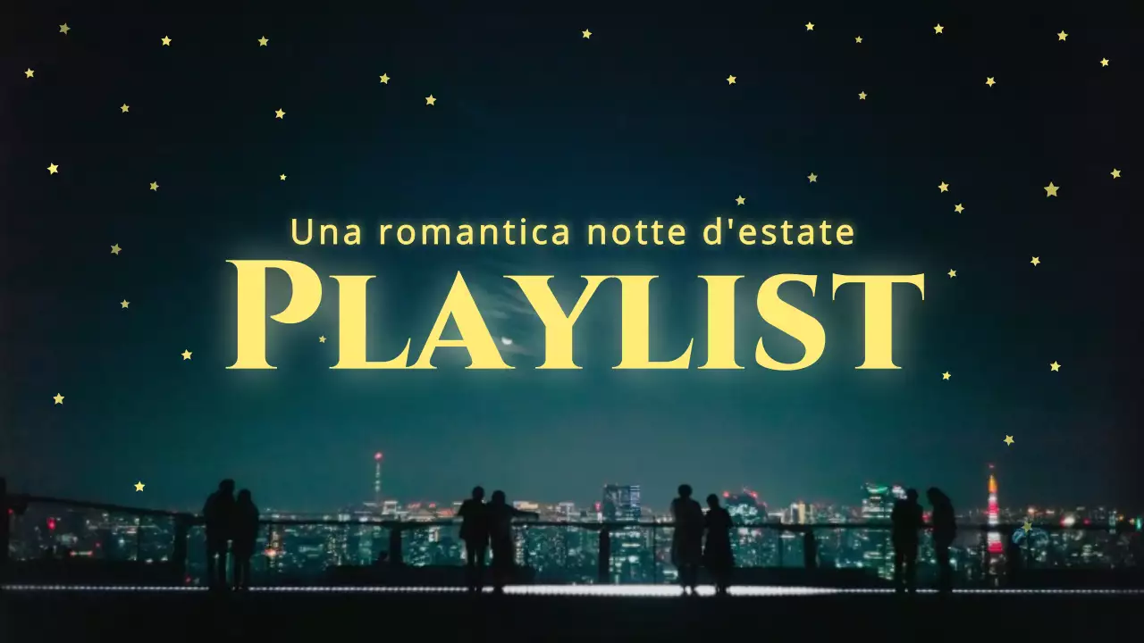 Semplice copertina per la playlist di una notte d'estate in blu navy e giallo