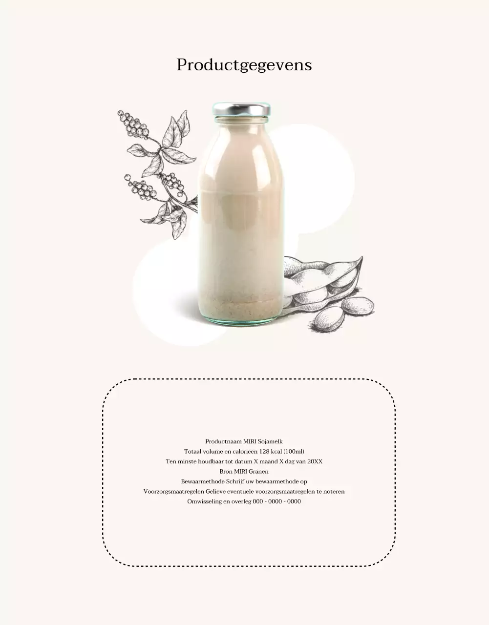 Over het beige, minimalistische sojamelkproduct