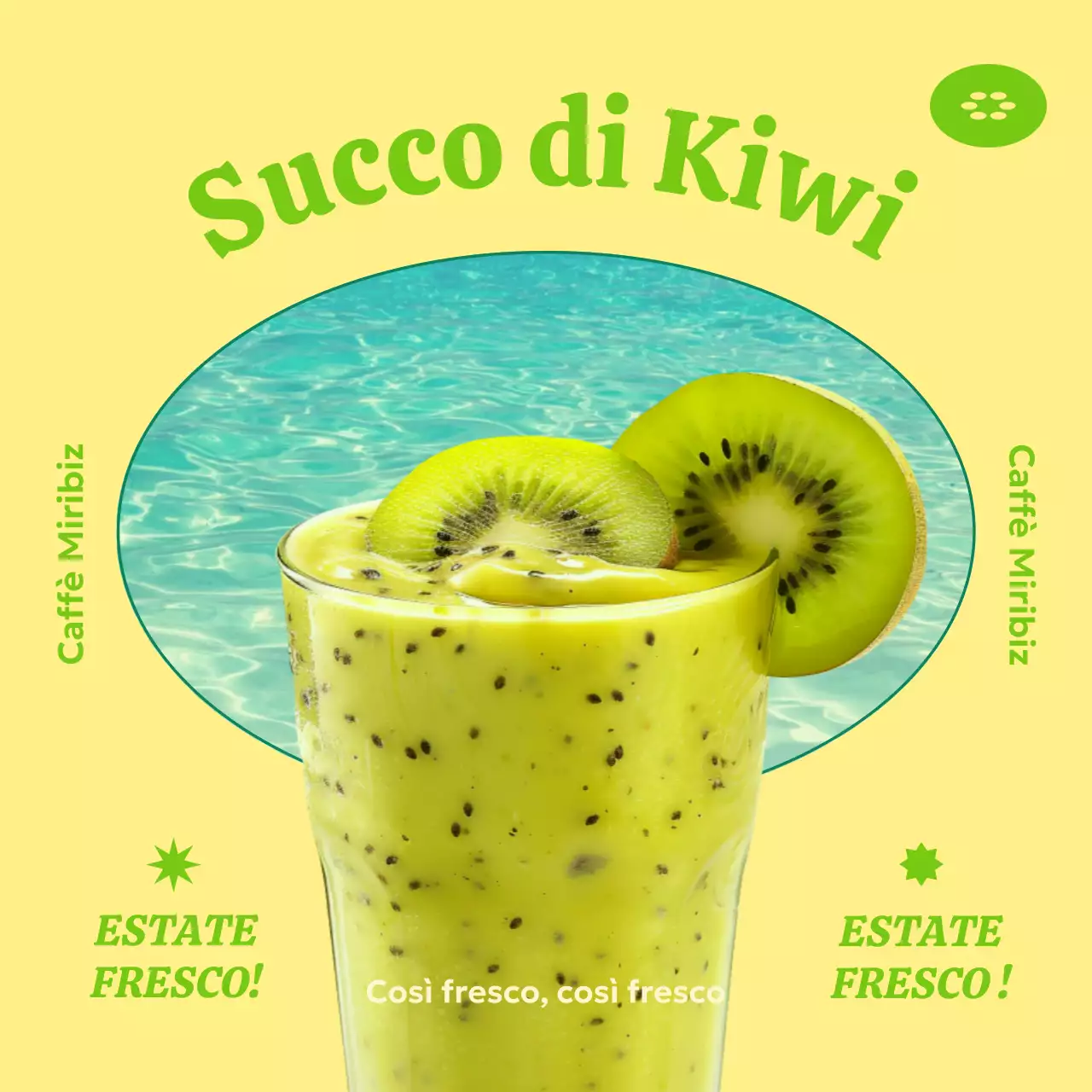 Bandiera del succo di kiwi per mantenersi freschi in estate