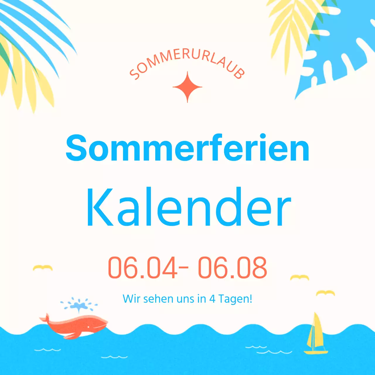 Eine einfache Sommerurlaubsanzeige in Gelb und Blau