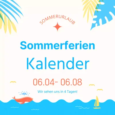 Eine einfache Sommerurlaubsanzeige in Gelb und Blau