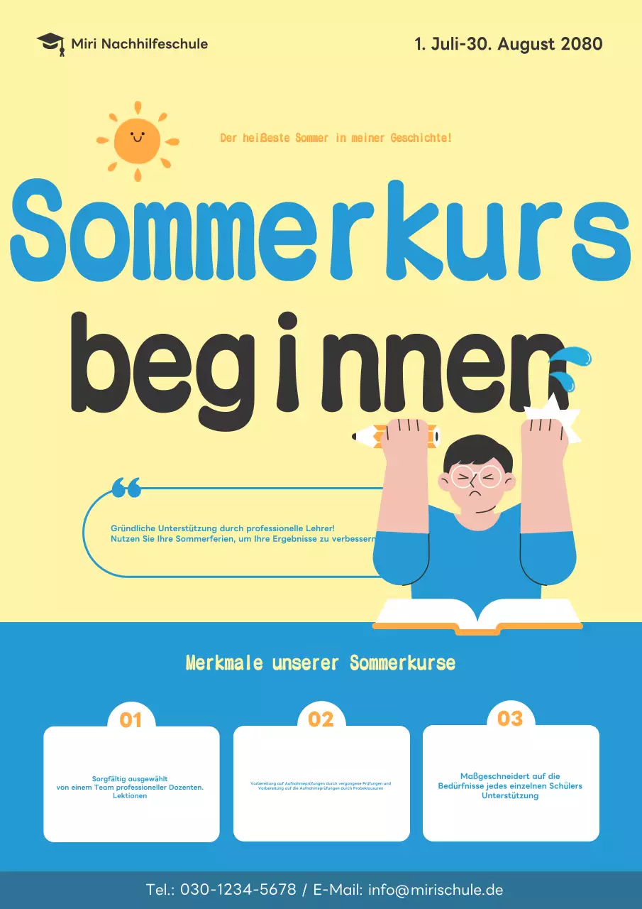 Förderung der grundlegenden gelben und blauen Sommerferien-Specials für Schulen