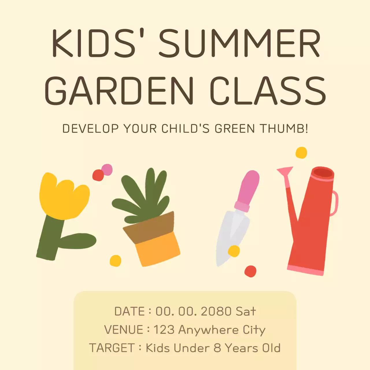Beige Minimal Garden Class Invitation Social Media Post