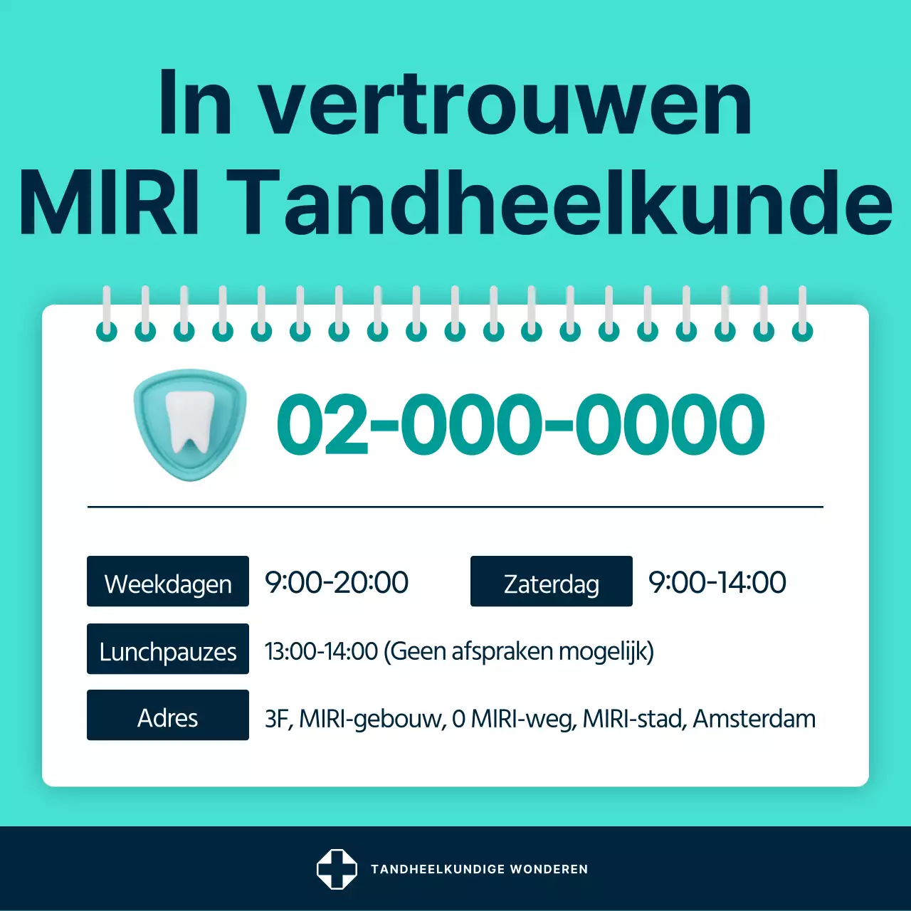 Een eenvoudige promotiepost voor tandartsen in mint en wit