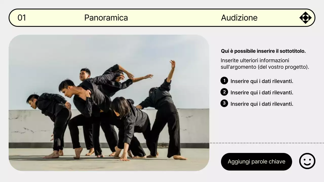 Promuovete la vostra audizione di danza con i colori di tendenza grigio e giallo
