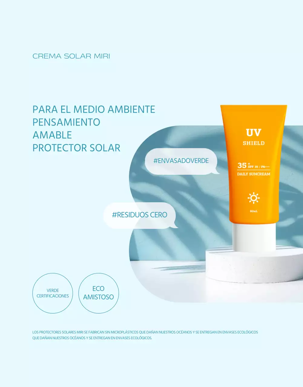 Un simple protector solar en azul claro y naranja explicado
