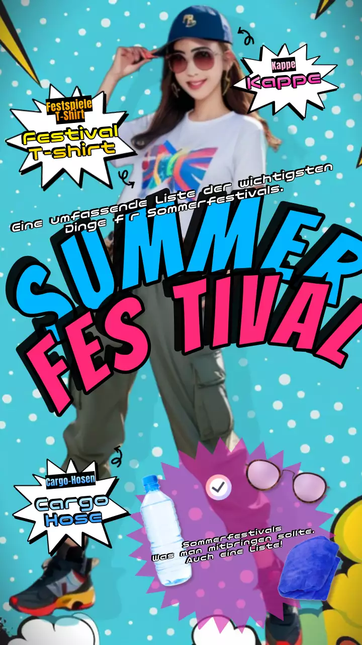 Was man zu Sommerfestivals anziehen und mitbringen sollte, um in den sozialen Netzwerken Posts zu veröffentlichen, die Rosa und Blau betonen.