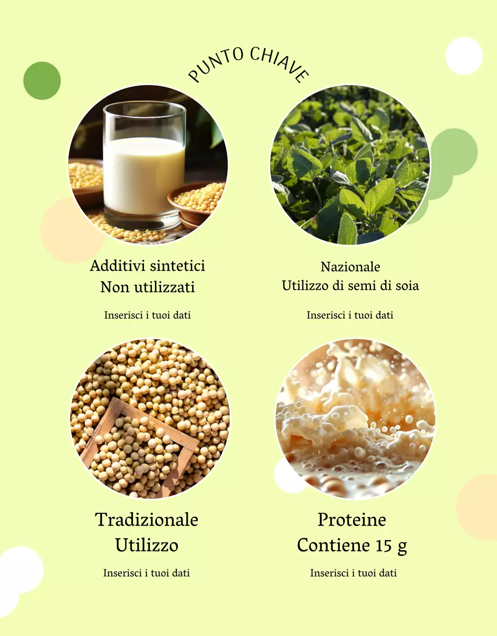 Informazioni sul prodotto beige e minimalista del latte di soia