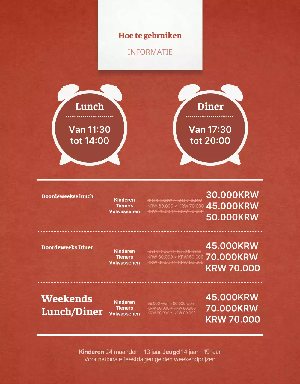Klassieke hotelbuffetten in rode en ivoorkleurige post