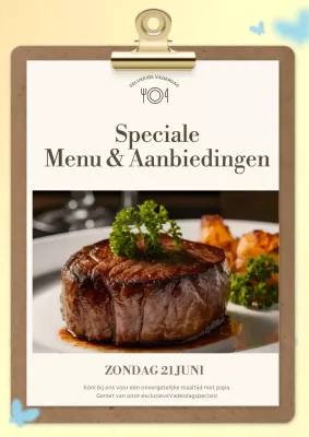 Promoot een eenvoudig, geel en bruin Moederdag-restaurantmenu