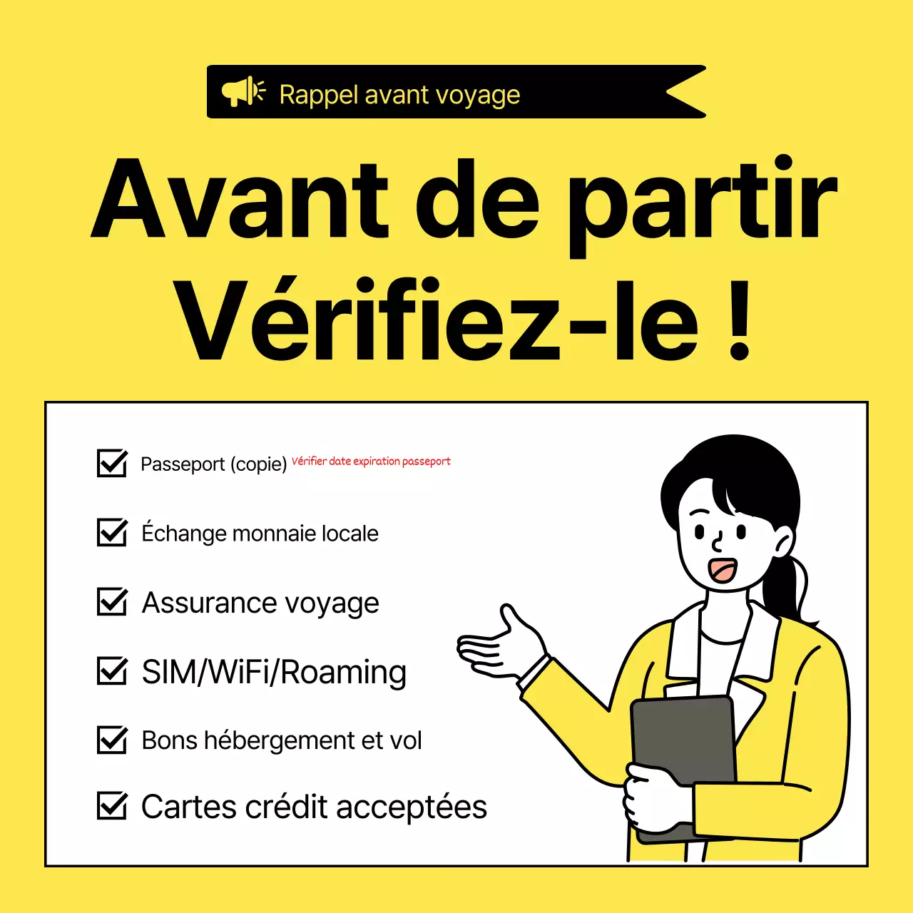 À propos de la simple liste de contrôle jaune et noire pour l'emballage international