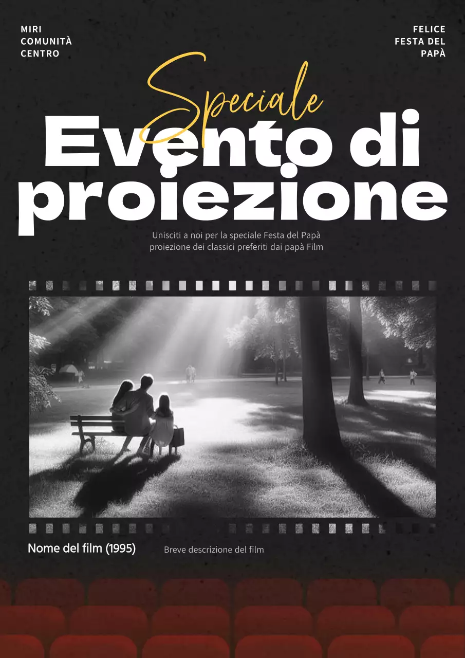 Promuovere una semplice proiezione di film in nero e rosso per la Festa della Mamma