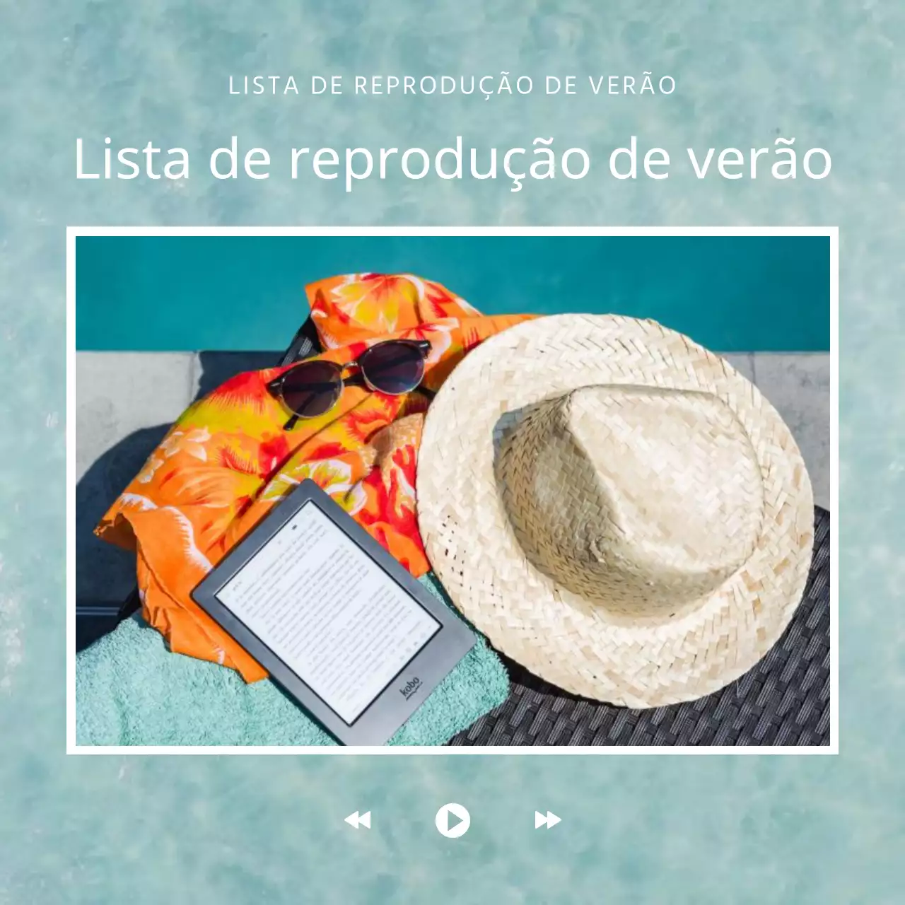 Música moderna para festa de verão na piscina em azul e branco post