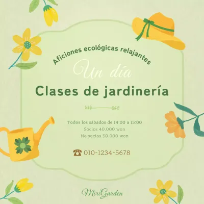 Promocione sus clases de jardinería verde y amarilla